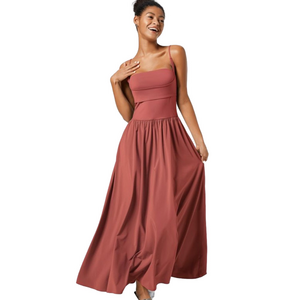 36. HALARA Breezeful Slip Maxi Dress in Burgundy Skirt Pockets Size XL